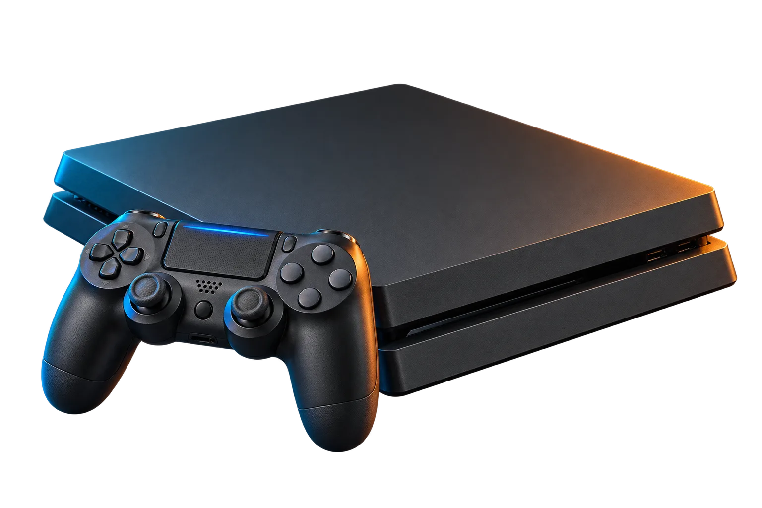 Console PS4 et manette en éclairage studio