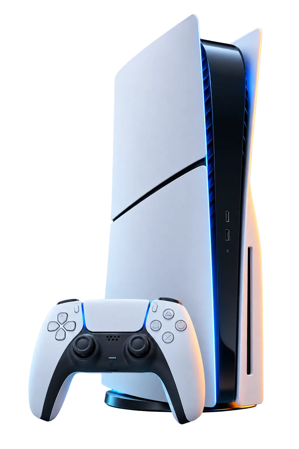 Console PS5 et manette en éclairage studio