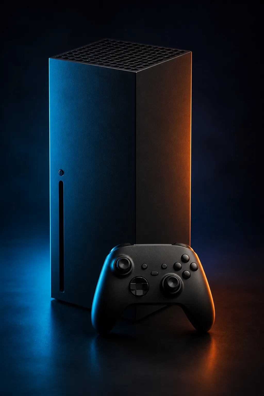 Console Xbox Series et manette en éclairage studio