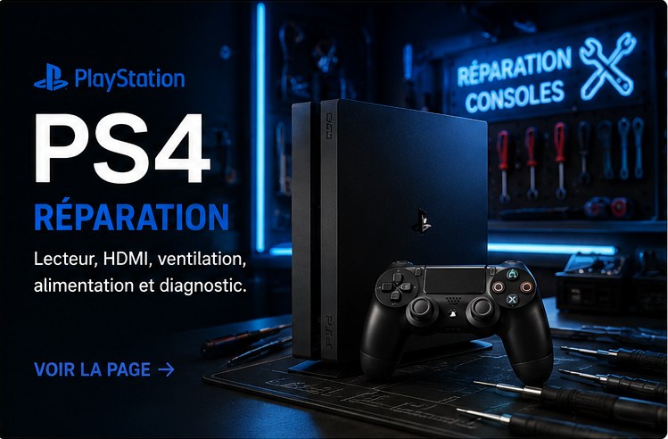Réparation de console PlayStation 4 par PC Clinic59