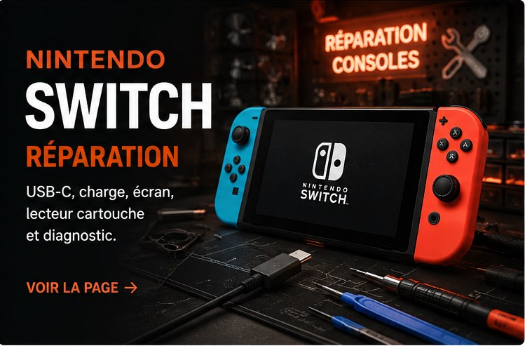 Réparation de Nintendo Switch, Switch OLED et Switch Lite par PC Clinic59